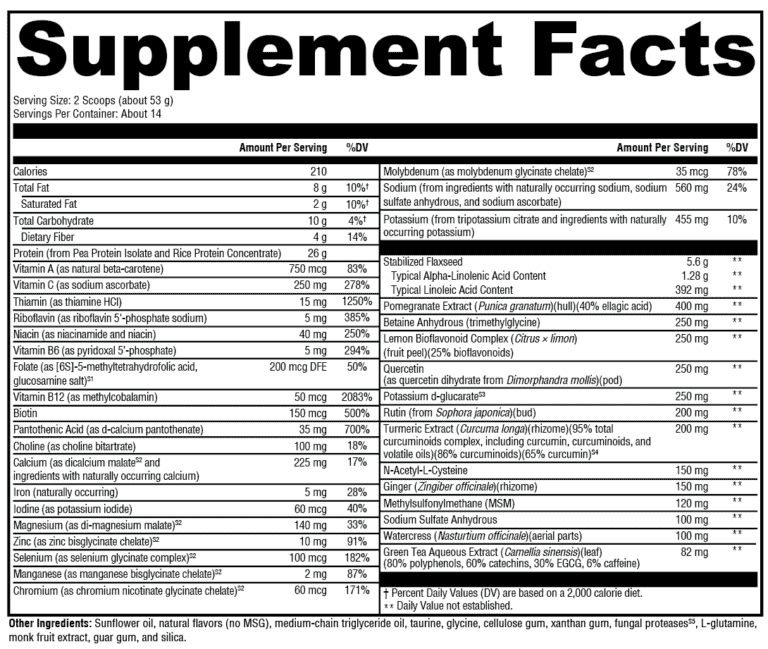 OptiDetox Plus Vanilla Sugar & Stevia Free Supplement Facts